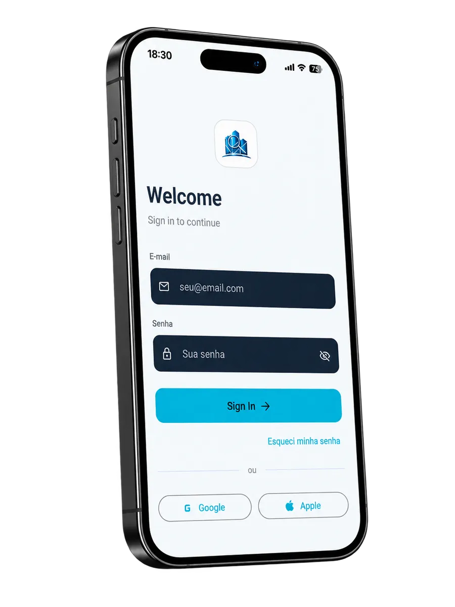 Tela Login do app VistoPred — Acesso em segundos